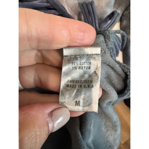 Barbara Lesser Women’s 3/4 Sleeve Fringe Hem Tie Dye Acid Wash Blouse Size M - Picture 5 of 8